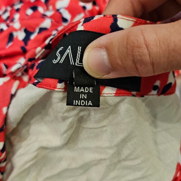 Saloni Aspara Printed Jersey Dress Women’s 6 Abstract Ruched Midi Luxury Elegant - Picture 13 of 14